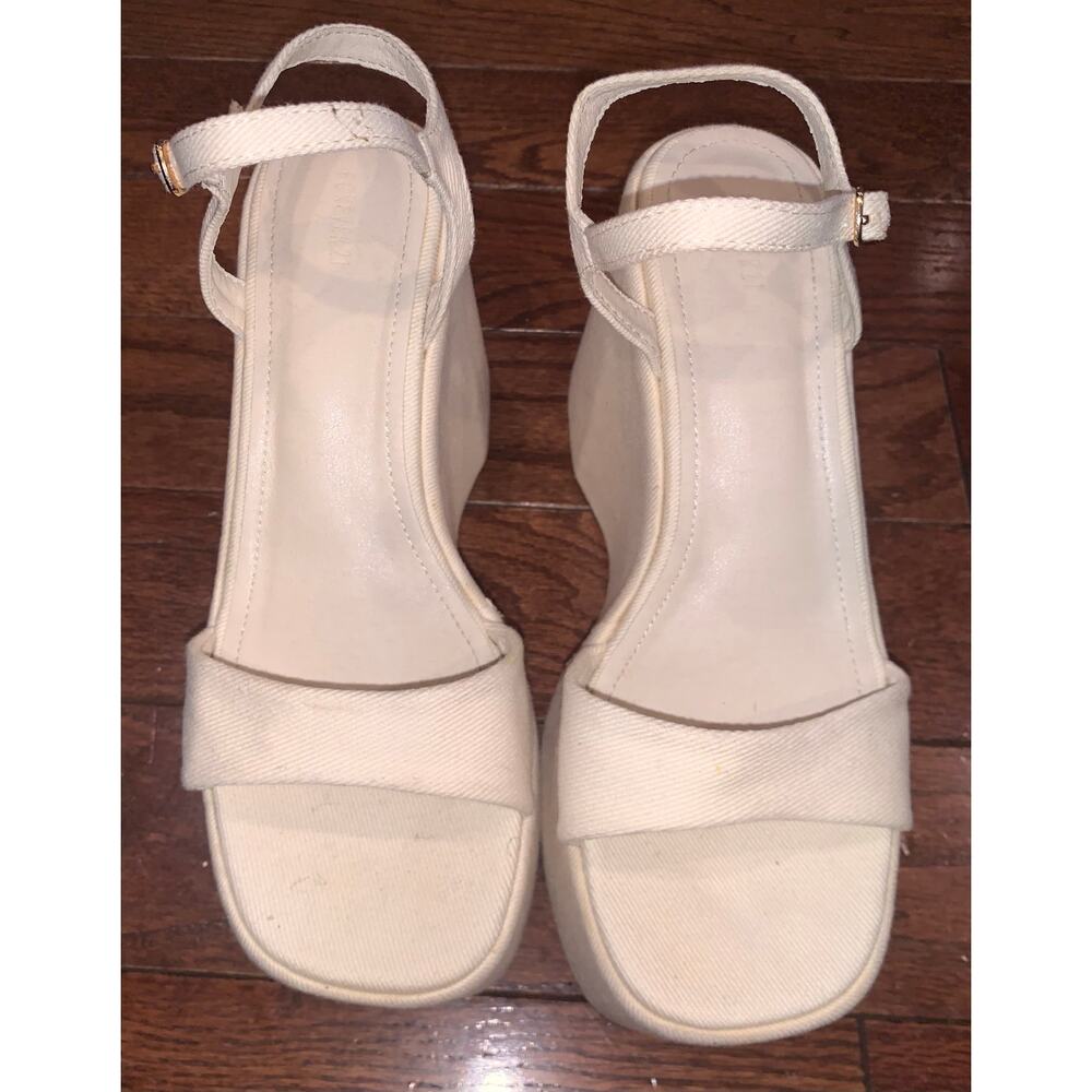 Forever 21 Cream‎ Platform Wedge Sandals – Chunky Y2K Summer Heels